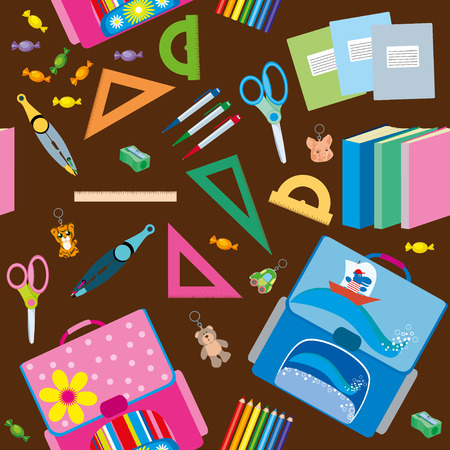 Back to School icons education seamless patternのイラスト素材