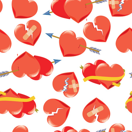 seamless background with heartsのイラスト素材