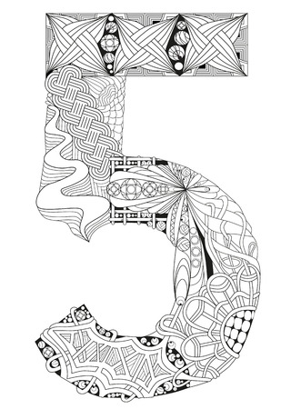 Number five Zentangle decorative objectのイラスト素材