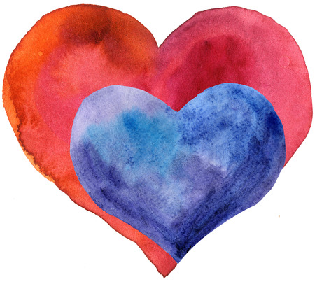 A small violet heart in a large redの写真素材