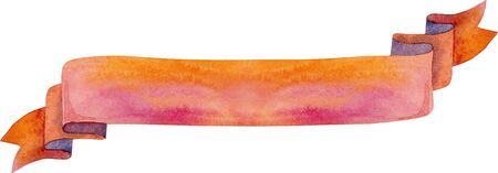 Watercolor hand-drawn illustration. Red waving flag or bannerの写真素材