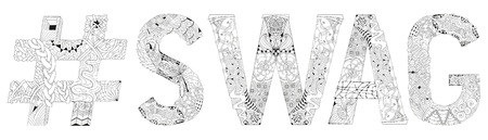 Word SWAG with hashtag for coloring. Vector decorative zentangle objectのイラスト素材