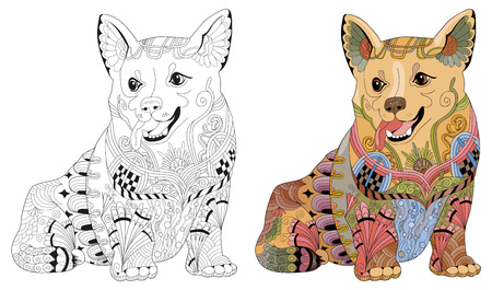 Zentangle stylized dog. Hand drawn decorative vector illustrationのイラスト素材