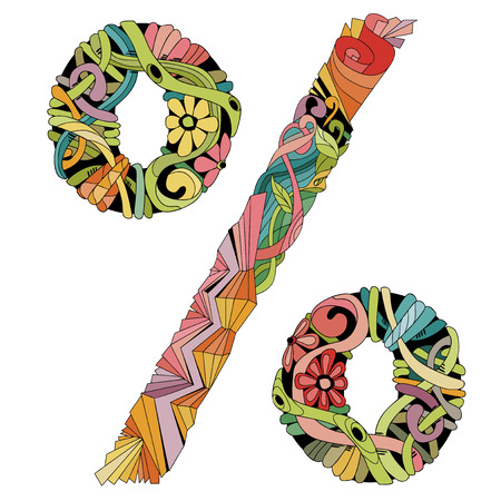 Hand-painted art design. Percent sign zentangle object.のイラスト素材