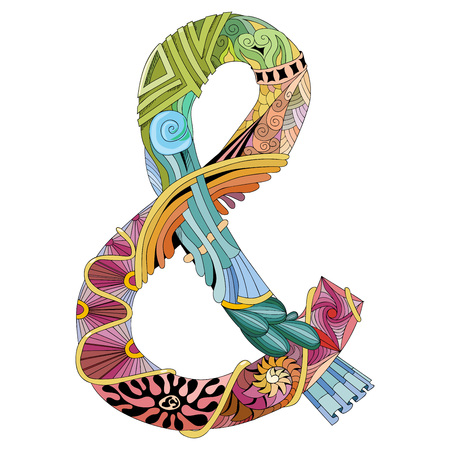 Hand drawn ampersand zentangle styled for t-shirt design, tattoo and other decorationsのイラスト素材