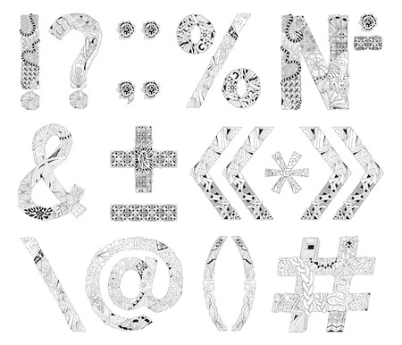 Hand-painted art design. Black and white hand drawn illustration alphabet. Part 6のイラスト素材