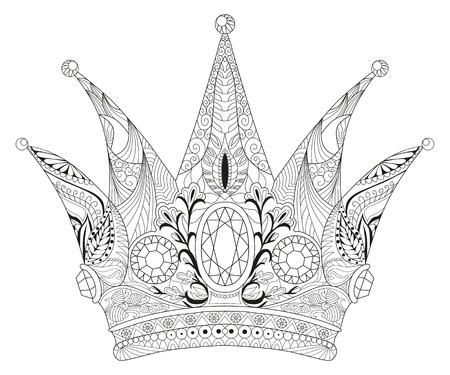stylized crown. Hand Drawn lace vector illustrationのイラスト素材