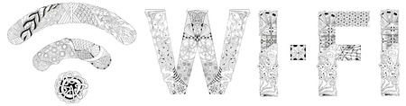 WIFI icon illustration for coloring. Vector decorative zentangle objectのイラスト素材