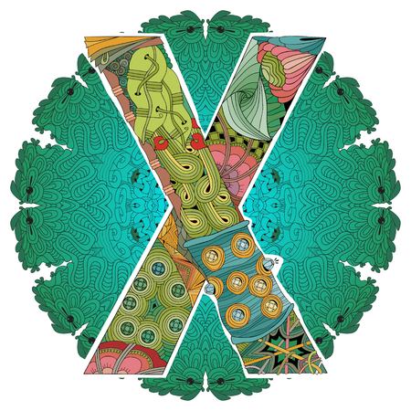 Mandala with letter X decorative object for decorationのイラスト素材