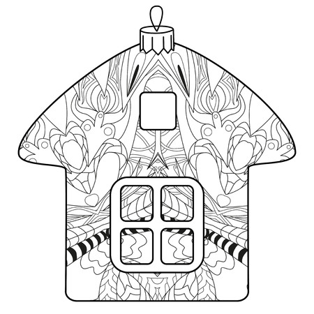 Zentangle stylized Christmas decorations. Hand Drawn lace vector illustrationのイラスト素材