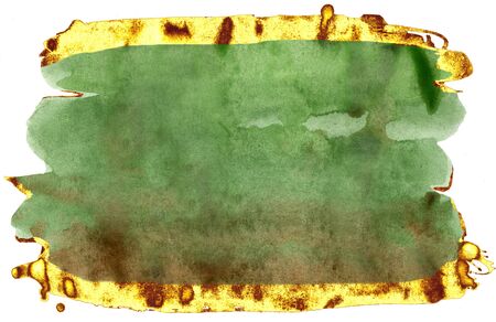 Coloured Watercolor Background. Green and gold brush strokesの写真素材