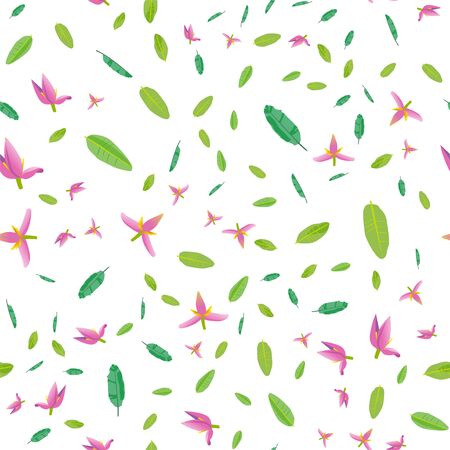 Seamless pattern with flowers and leaves of bananas
