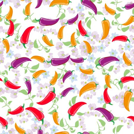 Seamless pattern Chili peppers. Funny cute characterのイラスト素材