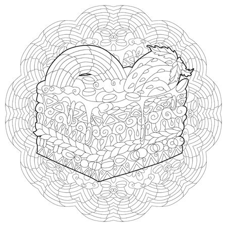 Decorative cake pattern on a patterned round substrateのイラスト素材
