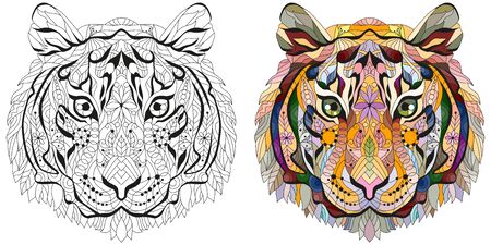 Head of tiger styled for t-shirt design, tattoo and other decorationsのイラスト素材