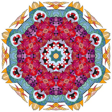 Decorative round ornaments. Unusual flower shape. Oriental vector, Anti-stress therapy patterns. Weave design elements. Yoga logos Vector.のイラスト素材