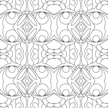 Modern vector illustration. Beautiful geometry vector pattern. Floral exotic vintage decoration for coloring.のイラスト素材