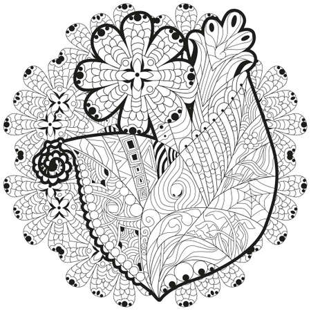 Flower with clean lines with mandala for coloring book for anti stress, t-shirt design, tattoo and other decorationsのイラスト素材
