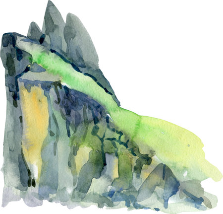 Blue Mountains hand drawn with ink in minimalist styleの写真素材