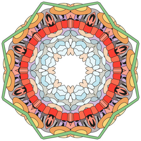 Decorative round ornaments. Unusual flower shape. Oriental vector, Anti-stress therapy patterns. Weave design elements.のイラスト素材