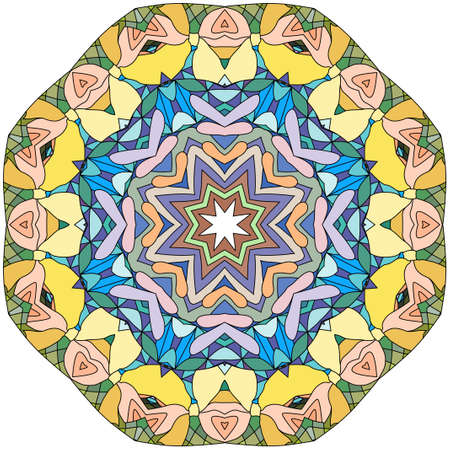Decorative round ornament. Unusual flower shape. Oriental vector, Anti-stress therapy patterns. Weave design elements.のイラスト素材