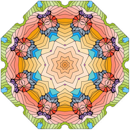 Decorative round ornament. Unusual flower shape. Oriental vector, Anti-stress therapy patterns. Weave design elements.のイラスト素材