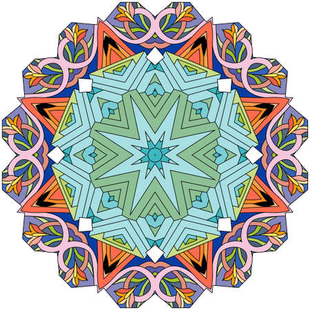 Colorful cute Mandala. Decorative unusual round ornaments.のイラスト素材