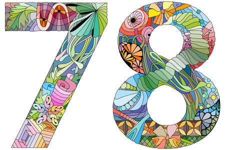 Seventy-eight number Isolated illustration for decoration
