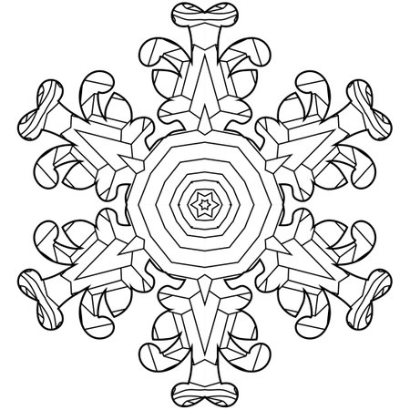 Snowflake winter icon silhouette on white background for coloringのイラスト素材