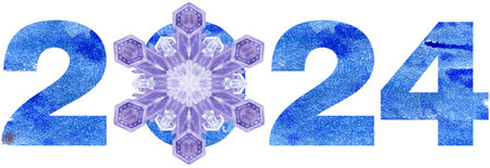 Watercolor illustration new year two thousand twenty four
