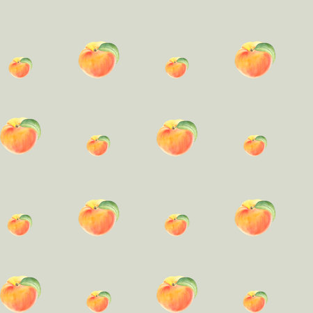 Seamless pattern with juicy peaches, hand-drawn in watercolor.