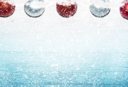 New Years abstraction in the form of multi-colored bokeh on a blue background. Festive mood.の写真素材