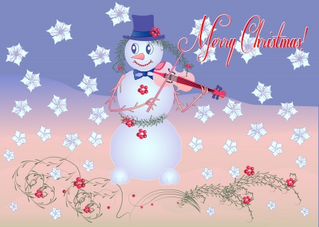 Snowman the Violinist Vector Illustrationのイラスト素材