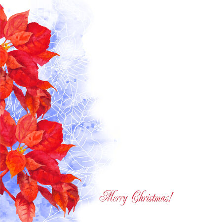 Watercolor background  with poinsettia. Vector  illustrationのイラスト素材