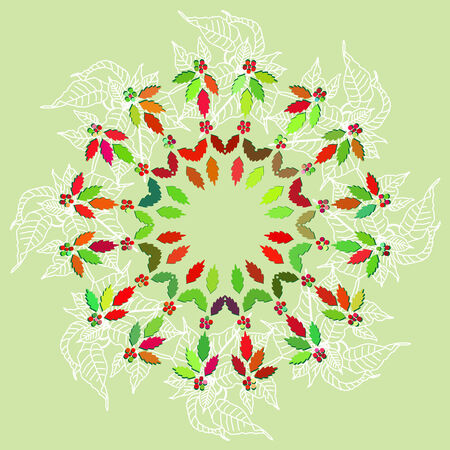 Round lase pattern  with poinsettia. Vector illustrationのイラスト素材