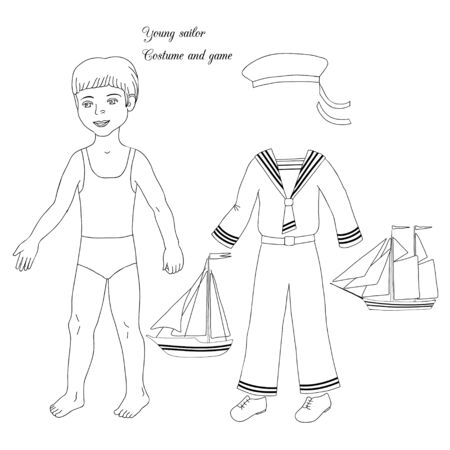 Young sailor.Costume and game. Vector Illustrationのイラスト素材