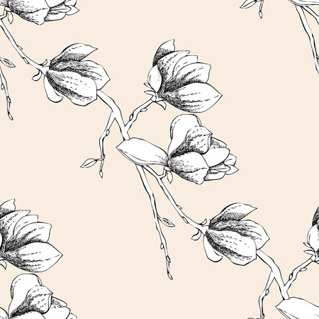 Seamless pattern with magnolia. Vector Illustrationのイラスト素材