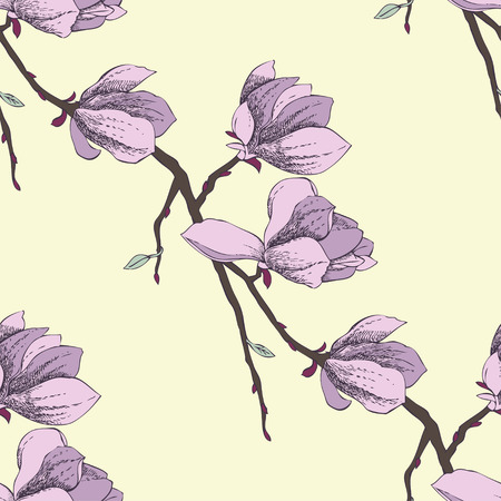 Seamless pattern with magnolia. Vector Illustrationのイラスト素材