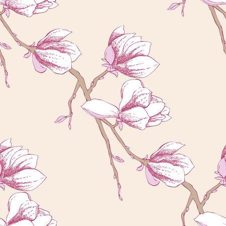 Seamless pattern with magnolia. Vector Illustrationのイラスト素材