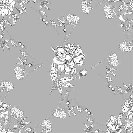 Seamless pattern with bouquet of flowers.Vector Illustrationのイラスト素材