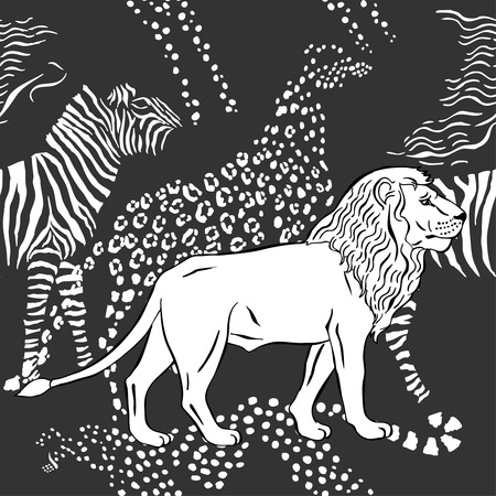 Seamless pattern with savanna animals.のイラスト素材