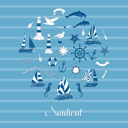 Nautical background with shipsのイラスト素材