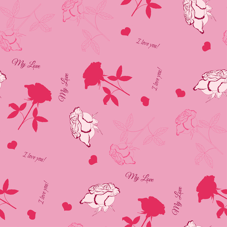Valentines Day Seamless Pattern with Flowersのイラスト素材