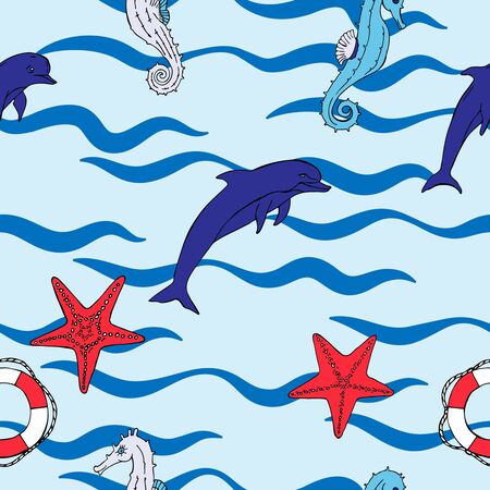 Nautical seamless patternのイラスト素材