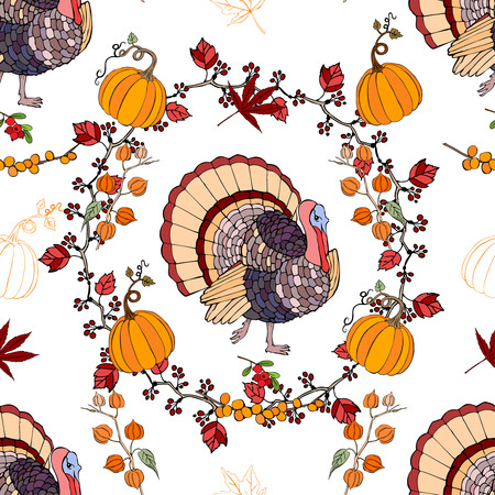 Seamless pattern with  Thanksgiving  decorationのイラスト素材