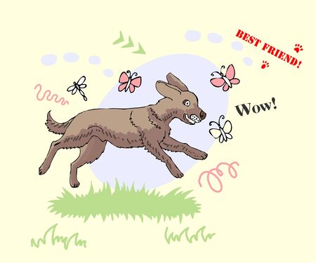  Funny Dog Sketch. Hand drawn animals vector illustrationのイラスト素材
