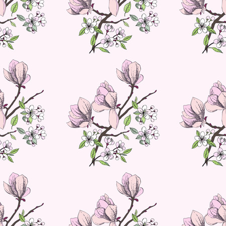 Seamless pattern with magnoliaのイラスト素材