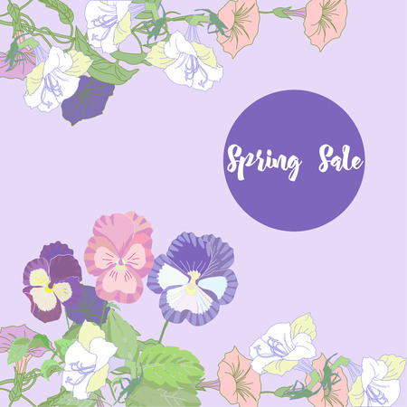 Spring sale background with flowersのイラスト素材