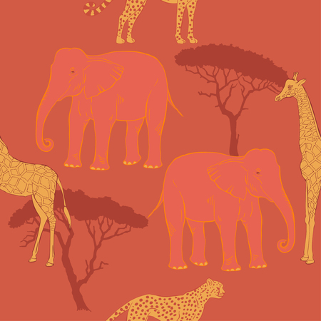 Seamless pattern with savanna animalsのイラスト素材