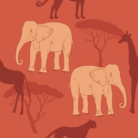 Seamless pattern with savanna animalsのイラスト素材